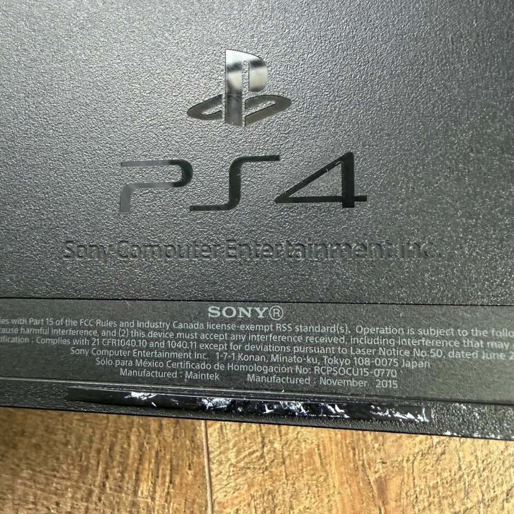 Sony PlayStation 4 PS4 Console Jet Black CUH-1215A 500GB Untested As Is Cord